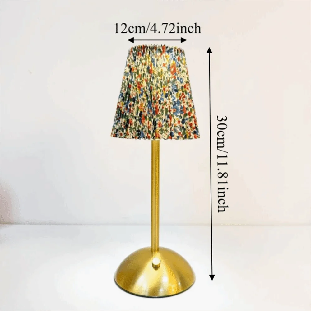 Pleated Cordless Table Lamp – Touch Dimmable LED with USB Charging