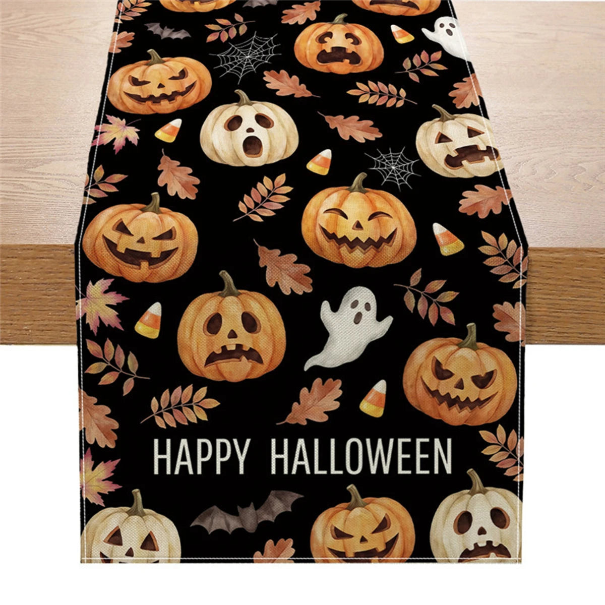 Spooky Ghost & Pumpkin Table Runner