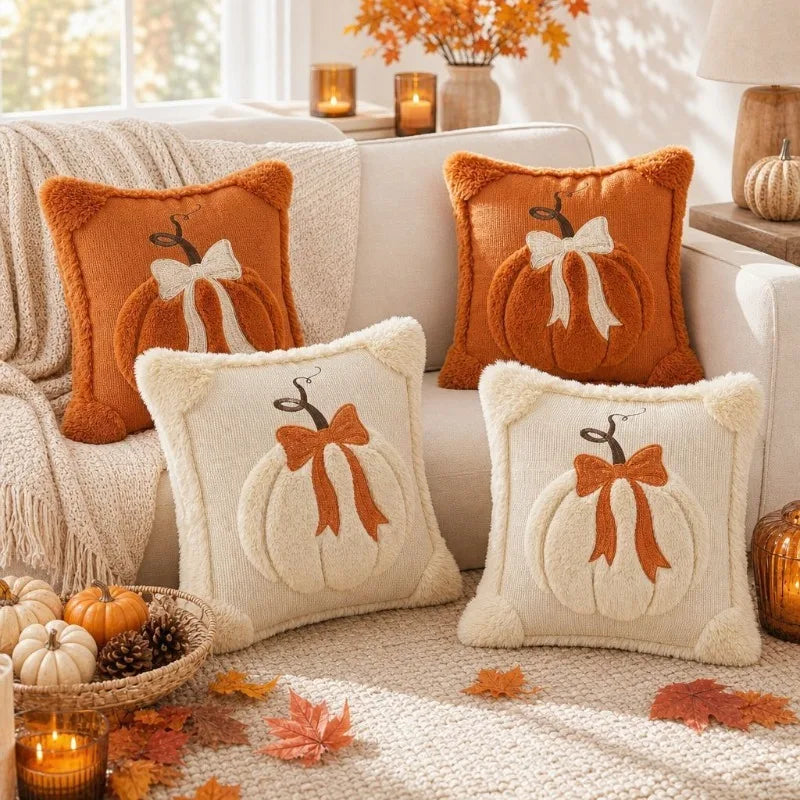 Bow Pumpkin Pillow Cover