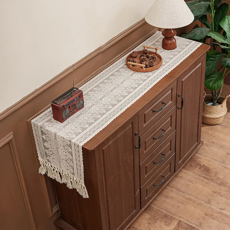 Vintage Lace Table Runner with Tassel