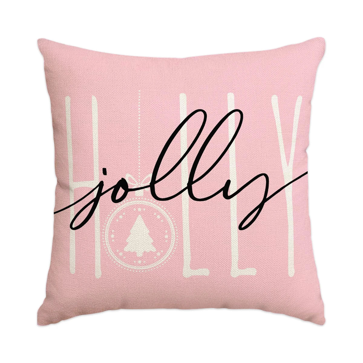 Jolly pink Christmas pillow cover, 18x18 in