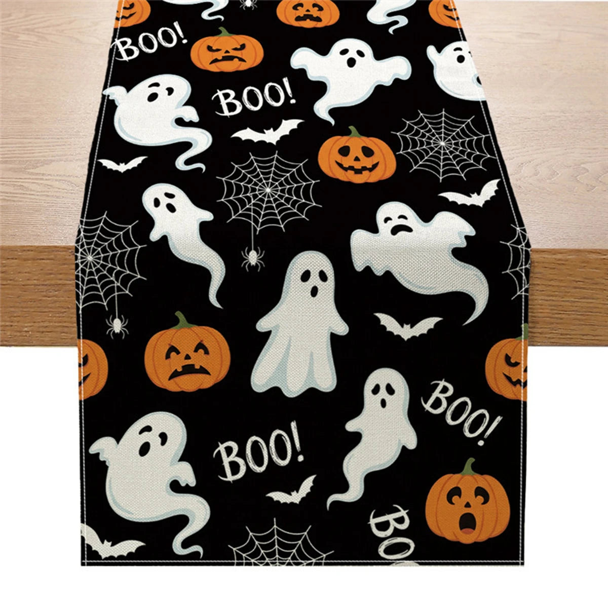 Spooky Ghost & Pumpkin Table Runner