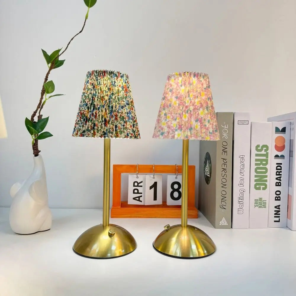 Pleated Cordless Table Lamp – Touch Dimmable LED with USB Charging