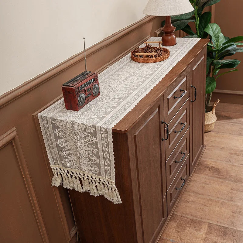 Vintage Lace Table Runner with Tassel