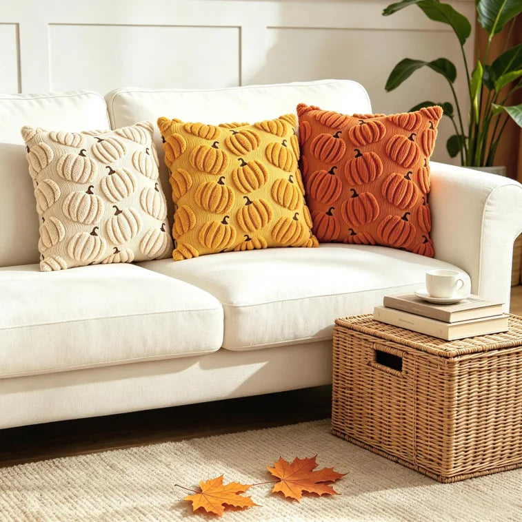 Textured Pumpkin Pillow Cover