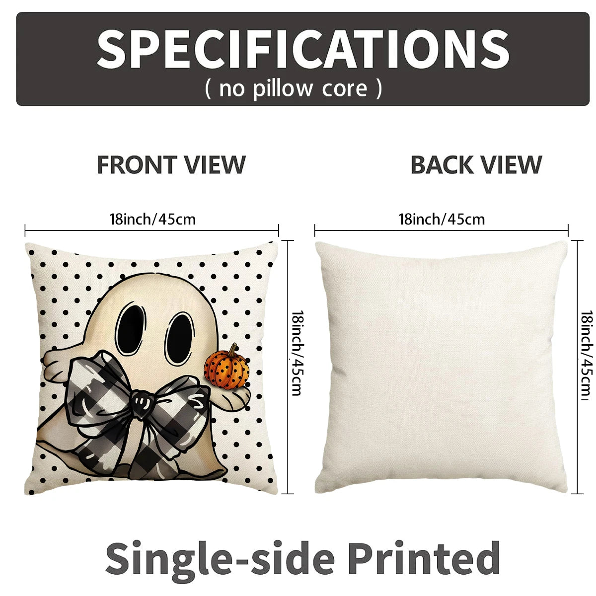 Halloween Ghost & Pumpkin Throw Pillow Covers, Set of 4