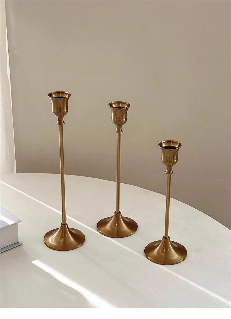 Brass Candlestick Holder Set