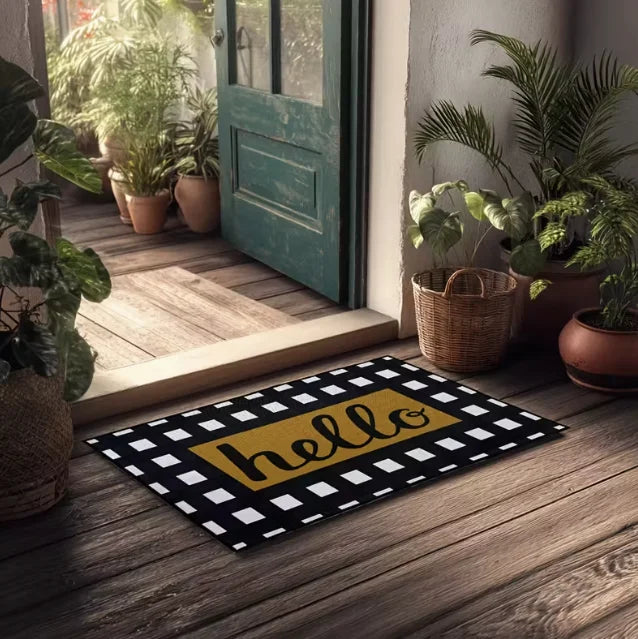Checkered Hello Doormat