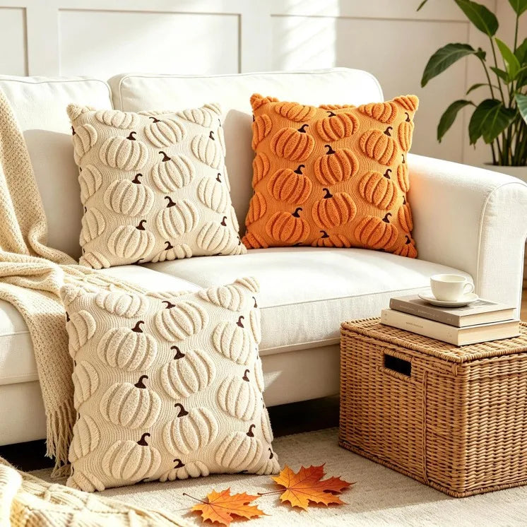 Textured Pumpkin Pillow Cover