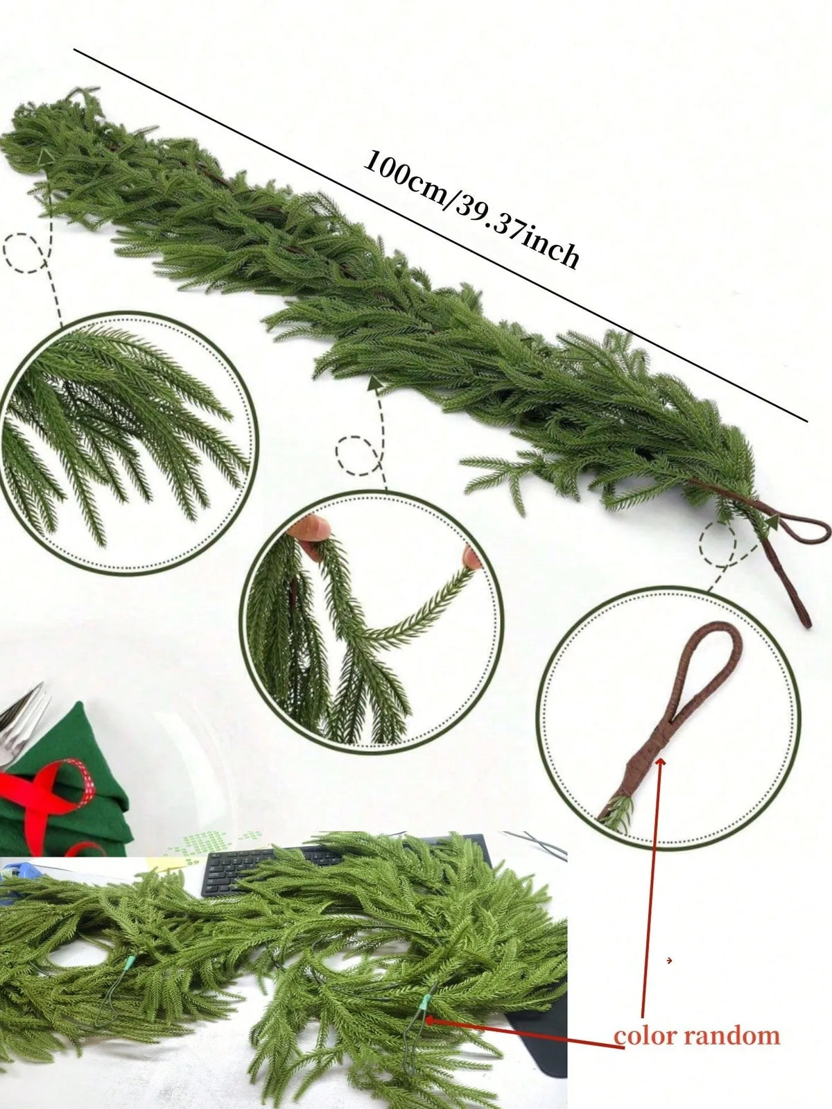 Artificial Norfolk Pine Garland – Faux Evergreen for Mantels, Tables & Staircases