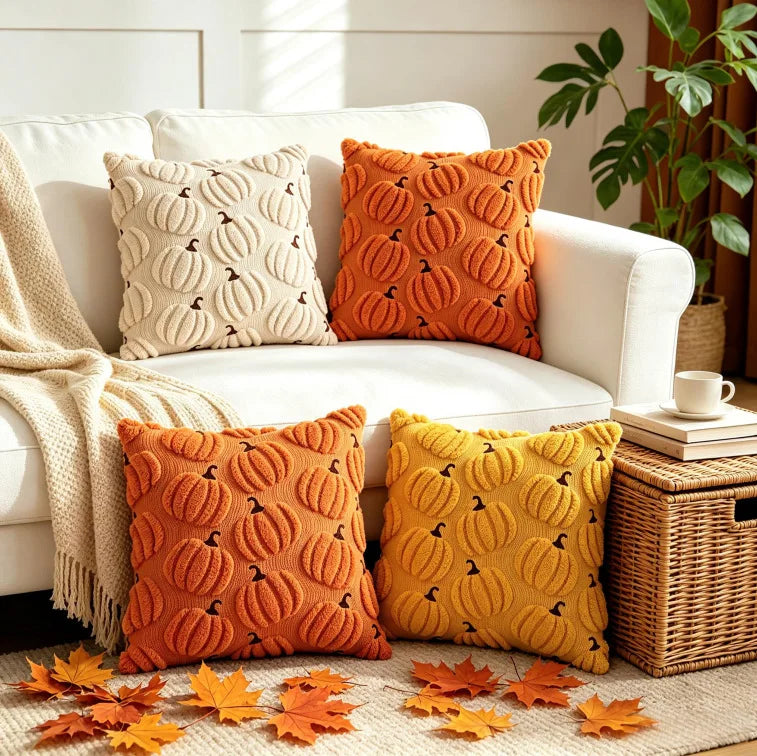 Textured Pumpkin Pillow Cover