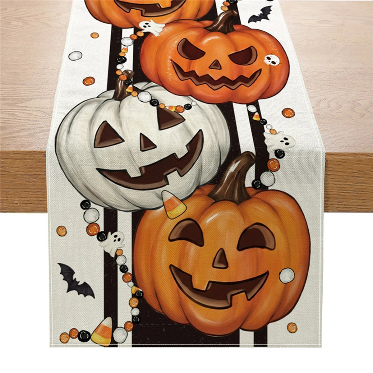 Spooky Ghost & Pumpkin Table Runner