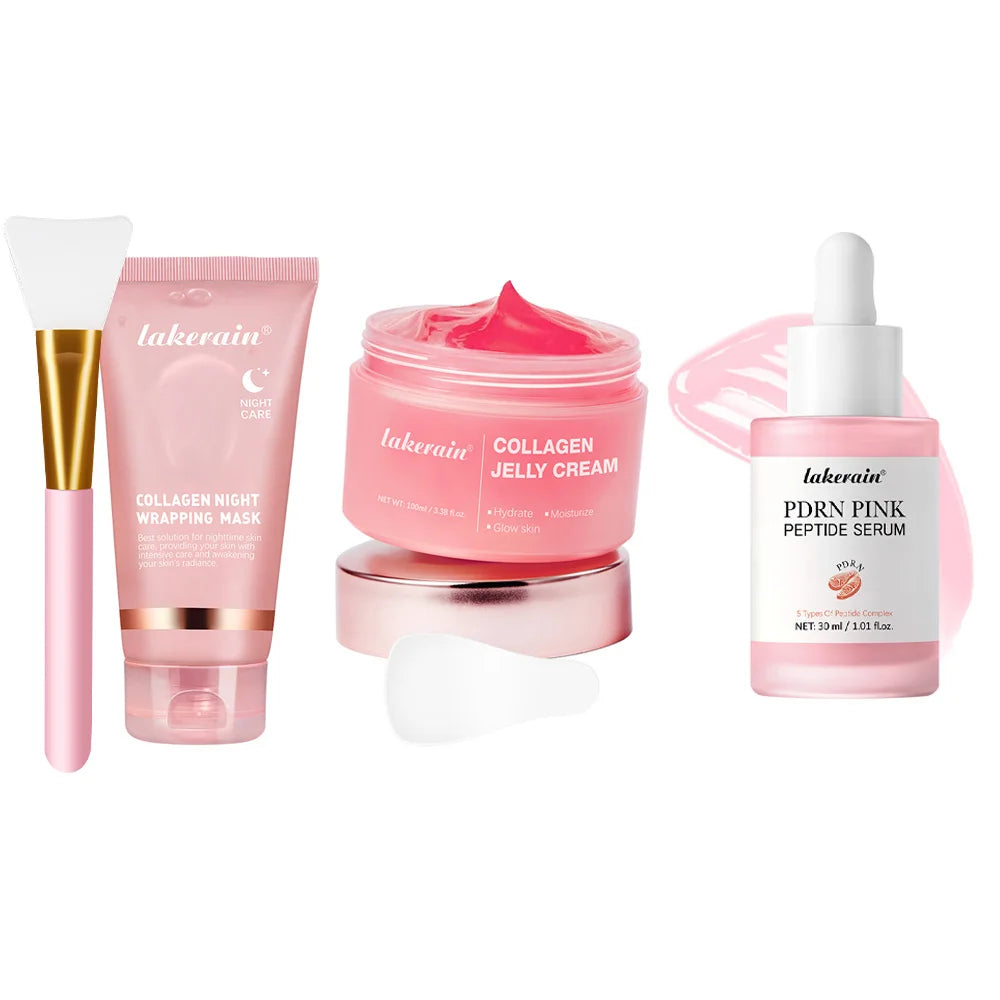 Deluxe Glow Gift Set contents: wrapping mask tube, jelly cream, serum and brush