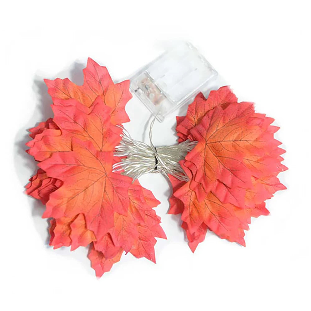 Maple Leaf LED Garland String Lights – Warm Glow Fall & Halloween Decor
