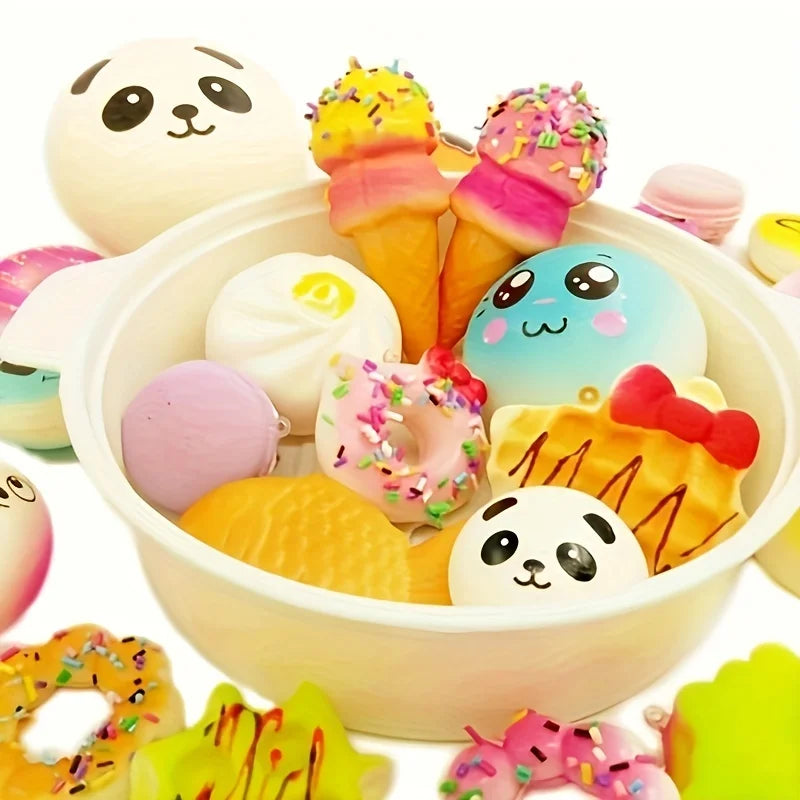 Squishy Sensory Toy Set – Panda, Fruit & Sweets (Kids Gift Bag)