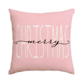 Merry Script pink Christmas pillow cover, 18x18 in