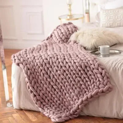 Chunky Knit Cozy Throw Blanket | Soft Textured Home Decor