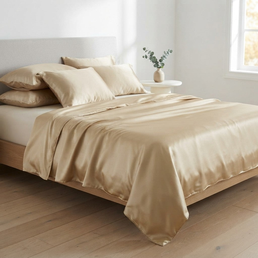 Solid Satin Bedding Set — Duvet Cover & Pillowcases